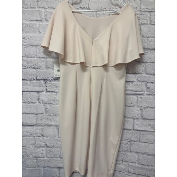 Calvin Klein Lt Pink Short Sleeve Ruffle Back Midi Career Cocktail Dress NWT 14 - Picture 4 of 4